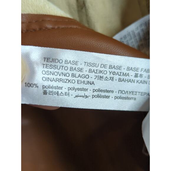 Zara Dark Camel‎ Mom Fit Pants Women's Medium Brown Faux Leather High Waist - Picture 9 of 13